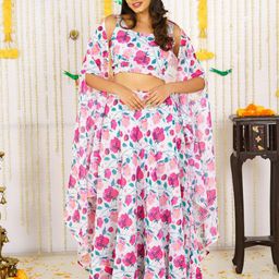 Vinya Printed Silk Georgette Ready to Wear Lehenga & Blouse With Jacket-picture-14