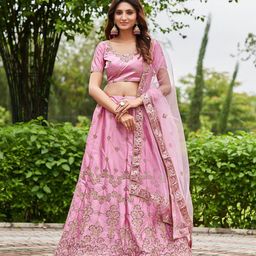 Warthy Ent Embroidered Thread Work Semi-Stitched Lehenga & Unstitched Blouse With Dupatta-picture-51