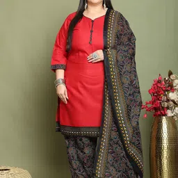 Roly Poly Plus Size Sweetheart Neck Floral Printed Straight Kurta with Salwar & Dupatta-49