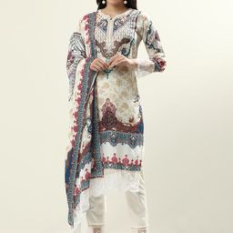 Jaipur Kurti Women Floral Embroidered Regular Gotta Patti Kurta with Trousers & With Dupatta-picture-50