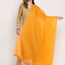 Dupatta Bazaar Orange Solid Pure Cotton Dupatta-37