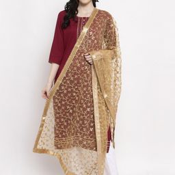 Clora Creation Ethnic Motifs Embroidered Dupatta with Sequinned-53