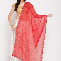 Clora Creation Ethnic Motifs Embroidered Chiffon Dupatta with Gotta Patti-34