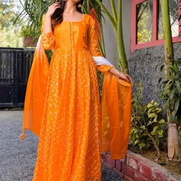 Rangpur Yellow Chiffon Ethnic Maxi Dress-picture-13