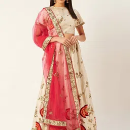 KALINI Embroidered Thread Work Semi-Stitched Lehenga & Blouse With Dupatta-picture-50