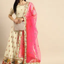 HRITIKA Embroidered Mirror Work Semi-Stitched Lehenga & Blouse With Dupatta-image-28