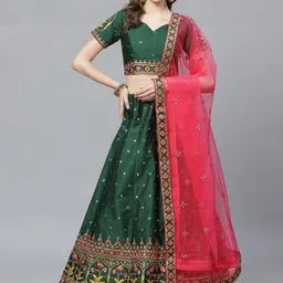 KALINI Embroidered Thread Work Semi-Stitched Lehenga & Blouse With Dupatta-picture-57