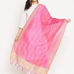 Clora Creation Magenta & Beige Striped Dupatta-27