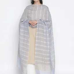 SHINGORA Blue & Brown Striped Dupatta-31