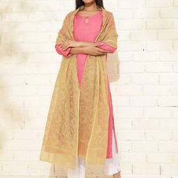 Fabindia Ethnic Motifs Embroidered Cotton Silk Dupatta With Thread Work-picture-3