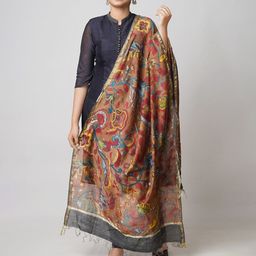 Unnati Silks Floral Printed Zari Chanderi Cotton Silk Dupatta-picture-15