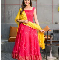 Rangpur Magenta Embellished Chiffon Ethnic Maxi Dress-picture-27