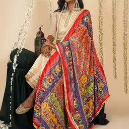 TEEJH Ethnic Motifs Printed Dupatta With Mirror Work-25