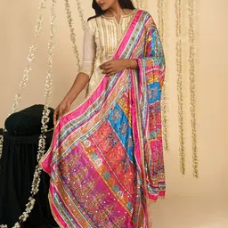 TEEJH Ethnic Motifs Printed Dupatta with Mirror Work image 1