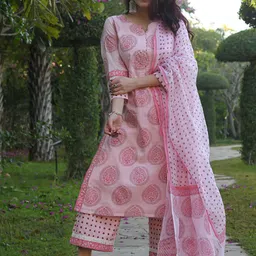 KALINI Ethnic Motifs Printed Regular Kurta With Trouser & Dupatta-picture-17