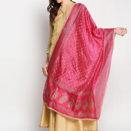 Dupatta Bazaar Fuchsia Ethnic Motifs Printed Khari Print Dupatta-56