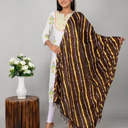 Kesarya Striped Pure Silk Leheriya Dupatta-picture-29