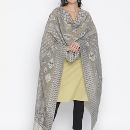 SHINGORA Women Grey & Beige Woven Design Dupatta-32