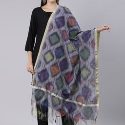 Souchii Ethnic Motifs Printed Ikat Dupatta-40