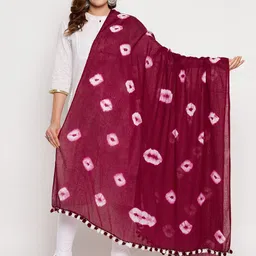 Clora Creation Maroon Printed Pure Cotton Tie and Dye Dupatta-35