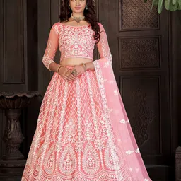 Warthy Ent Embroidered Thread Work Semi-Stitched Lehenga & Unstitched Blouse With Dupatta-picture-58