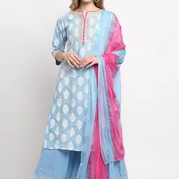 Rajnandini Women Ethnic Motifs Printed Gotta Patti  Kurta with Palazzos & Dupatta-image-41