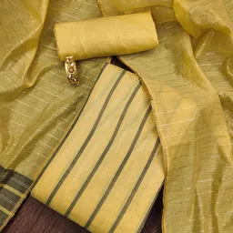 SHADOW & SAINING Striped Woven Design Zari Unstitched Dress Material-image-37