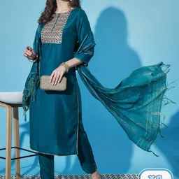 PPTOSS Ethnic Motifs Embroidered Kurta with Trousers & With Dupatta-picture-12