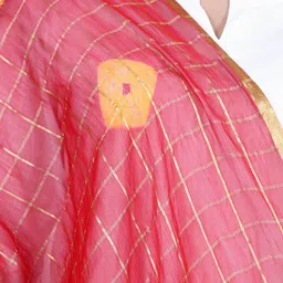 Alakh Creation Bandhani Printed Zari Chiffon Dupatta image 3