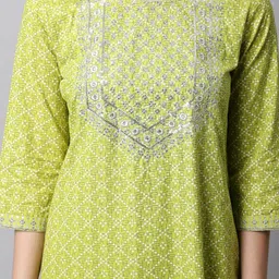 KALINI Ethnic Motifs Printed Thread Work Pure Cotton Kurta with Trousers & Dupatta image 2