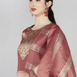 KALINI Yoke Design Regular Kurta with Trousers & Dupatta image 4