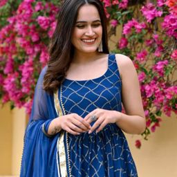 KALINI Geometric Printed Kurta with Sharara & With Dupatta image 3