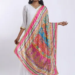 TEEJH Ethnic Motifs Printed Dupatta with Mirror Work image 2