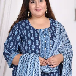 Swasti Floral Printed Regular Sequinned Pure Cotton Kurta with Trousers & With Dupatta image 2
