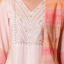 AURELIA Floral Printed Regular Thread Work Kurta With Palazzos & Dupatta image 5
