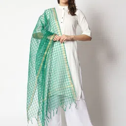 WEAVERS VILLA Woven Design Cotton Silk Dupatta image 2