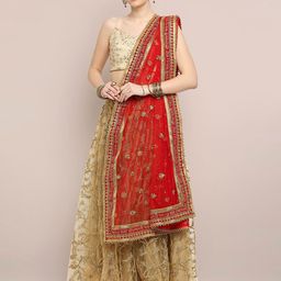 Dupatta Bazaar Ethnic Motifs Embroidered Net Dupatta with Sequinned image 4