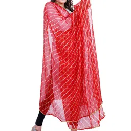Alakh Creation Leheriya Printed Zari Chiffon Dupatta image 2