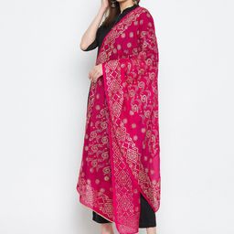 Clora Creation Magenta Printed Dupatta with Gotta Patti image 5