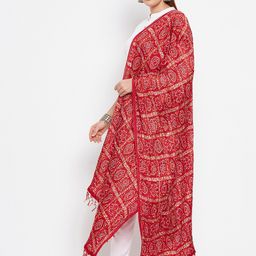 Clora Creation Red & Gold-Toned Printed Bandhani Dupatta image 5