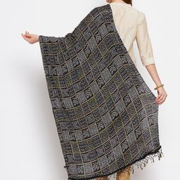 Clora Creation Black & White Printed Bandhani Dupatta image 3