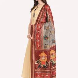 Kaizen TEXO FAB Red & Black Ethnic Motifs Printed Dupatta image 5