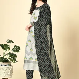 DOISA Abstract Printed Straight Kurta With Trousers & Dupatta image 3
