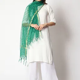 WEAVERS VILLA Woven Design Cotton Silk Dupatta image 5