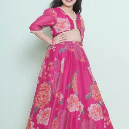 Bitiya by Bhama Girls Printed Gotta Patti Ready to Wear Lehenga & Blouse With Dupatta image 4