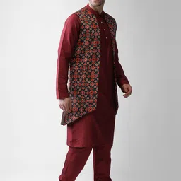 KISAH Men Multicoloured Regular Kurta Pyjamas with Jacket image 5