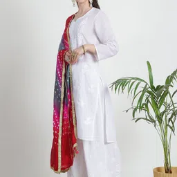 LOOM LEGACY Printed Dupatta with Thread Work image 5