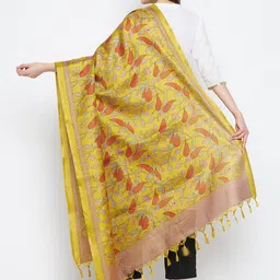 Clora Creation Mustard & Red Ethnic Motifs Printed Dupatta image 2