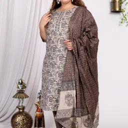 Swasti Floral Printed Regular Sequinned Pure Cotton Kurta with Trousers & With Dupatta image 4