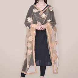 Dupatta Bazaar Embroidered Net Dupatta with Sequinned image 4